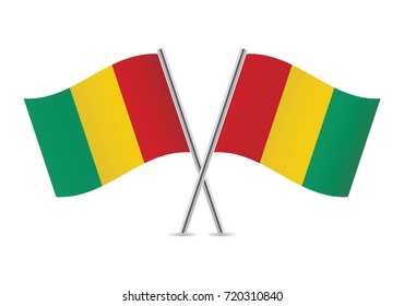 Guinea crossed flags. Guinean flags on white background. Vector icon set. Vector illustration.