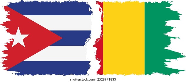 Guinea and  Cuba grunge flags connection, vector