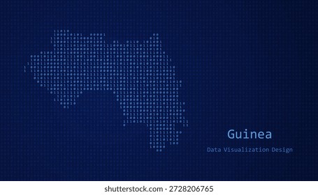 Guinea Digitale Karte mit Einsen und Nullen für Datenvisualisierung