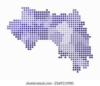 Guinea dotted map. Digital style map of the country on white background. Guinea shape with square dots. Colored dots style. Large size squares. Classy vector illustration.