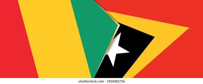 Guinea and East Timor flags, two vector flags symbol of relationship or confrontation.