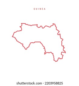 Guinea editable outline map. Republic of Guinea red border. Country name. Adjust line weight. Change to any color. Vector illustration.