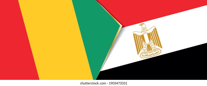 Guinea and Egypt flags, two vector flags symbol of relationship or confrontation.