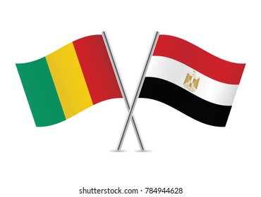 Guinea and Egypt flags. Vector illustration.