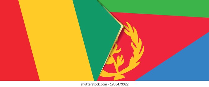 Guinea and Eritrea flags, two vector flags symbol of relationship or confrontation.