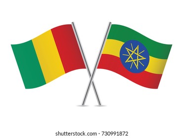 Guinea and Ethiopia flags.Vector illustration.