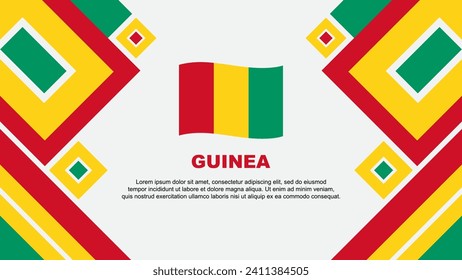 Plantilla de diseño de fondo de resumen de la bandera de Guinea. Ilustración de vectores de papel tapiz del Día de la Independencia de Guinea. Caricatura de Guinea