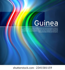 Guinea flag background. Abstract guinea flag in the blue sky. National holiday card design. Business brochure design. State banner, poster, patriotic cover, flyer. Vector illustration