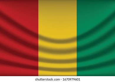 Guinea flag background with cloth texture. Guinea Flag vector illustration eps10. - Vector