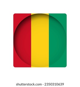 Bandera de Guinea - detrás del agujero de papel circular con sombra interior.