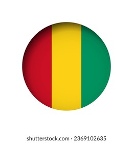 Guinea flag - behind the cut circle paper hole with inner shadow.