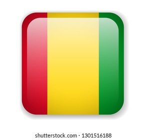 Guinea flag bright square icon. Vector Illustration
