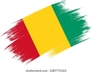 Guinea flag with brush paint textured isolated  on png  background