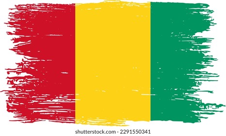 Guinea flag with brush paint textured isolated  on png  background