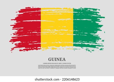 Guinea-Fahne mit Pinselstrich-Effekt und Informationstext-Poster, Vektorhintergrund