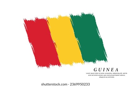 Guinea flag brush vector background. Grunge style country flag of Guinea brush stroke isolated on white background