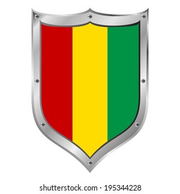 Guinea flag button on a white background. Vector illustration.