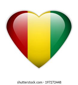 Guinea flag button on a white background. Vector illustration.
