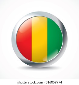 Guinea flag button - vector illustration