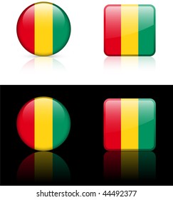 Guinea Flag Buttons on White and Black Background