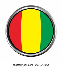 bandera de la guinea con marco de círculo cromado