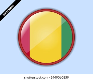 Guinea flag circle badge, vector design, oval Guinea emblem, rounded sign with reflection, patriotism and trade concept, logo with country flag
