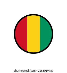 Guinea flag in a circle On a white background