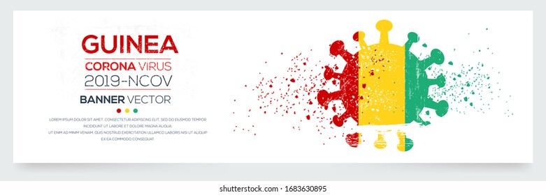 Guinea flag with corona virus Symbol, (2019-nCoV), vector illustration.