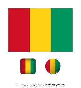 Coleção de Ícones Planos de Bandeira da Guiné