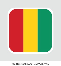 GUINEA flag, flat vector square with rounded corners and white border. vector illustration	