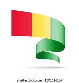 Guinea flag in the form of wave ribbon vector illustration on white background.