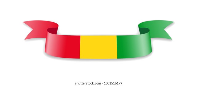 Guinea flag in the form of wave ribbon. Vector illustration.