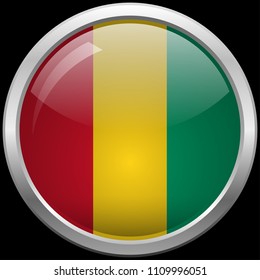 Guinea flag glass button vector illustration