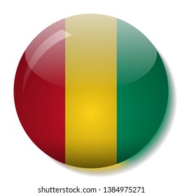 Guinea flag glass button vector illustration