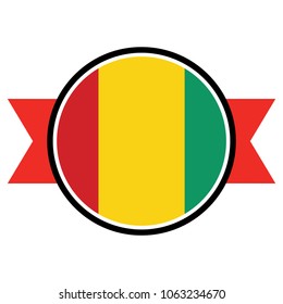 Guinea flag in glossy round button of icon. flag logo of  Guinea emblem isolated on white background,  Guinea national concept sign, Vector illustration.
