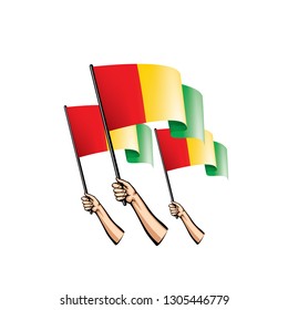 guinea flag and hand on white background. Vector illustration