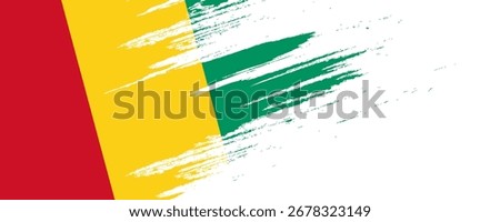Guinea Flag in Hand-Painted Brush Style Isolated on White Background