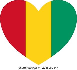  Guinea flag in heart shape isolated  on  transparent  background