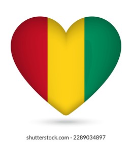 Bandera de Guinea en forma de corazón. Ilustración vectorial.