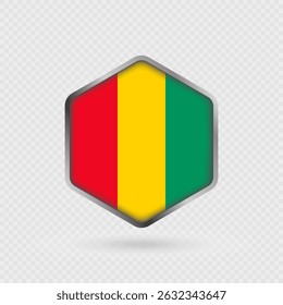 Guinea Flag Icon in Hexagon Shape.