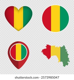 Guinea Flag Icons Pack. Vector illustration.