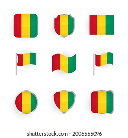 Guinea Flag Icons Set Stylish Design