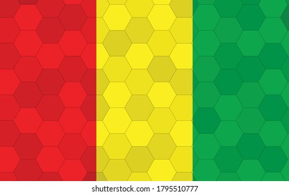 Guinea flag illustration. Futuristic Guinean flag graphic with abstract hexagon background vector. Guinea national flag symbolizes independence.