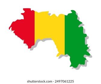 Guinea - Flag inscribed in the contour of the country. Vector illustration.