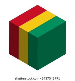 Guinea flag - isometric 3D cube isolated on white background. Vector object.