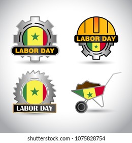 Guinea Flag with labour day design vector 