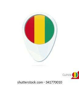 Guinea flag location map pin icon on white background. Vector Illustration.