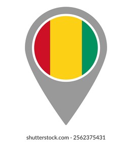 Guinea flag location pin, flag application, Flag on Location Pin, graphic design, map pointer, vector illustration.