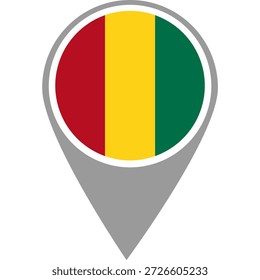 Pino de localização da bandeira guineense, Bandeira guineense no pino de localização, Ponteiro do mapa da Guiné em alta qualidade