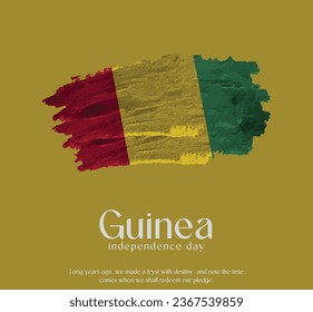 Bandera de Guinea hecha con un vector de pintura de brocha brillante, celebrando el Día de la Independencia de Guinea.